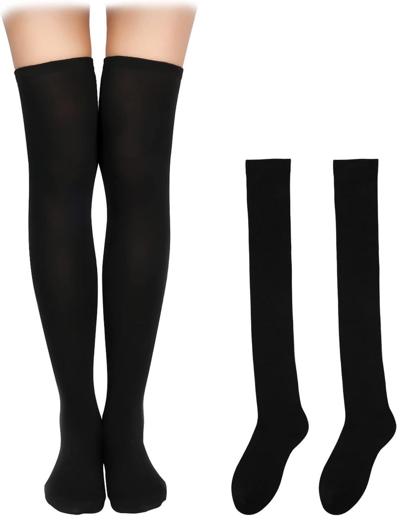 KINBOM 1 Pair Thigh High Socks, Cotton Soft Knee High Long Stockings Women Leg Warmers for Wednesday Christmas Cosplay - Image 1